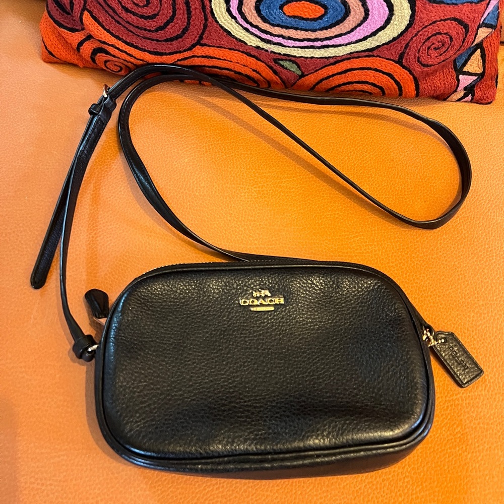 Coach Pebbled Black Leather Crossbody Bag